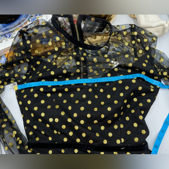 🆕 BRONX & BANCO 🧿 NWT Suns Mesh & Velvet Fit & Flare Mini Dress - Sz S - US 4 - Picture 15 of 16